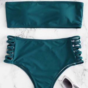 Lattice side bandeau bikini